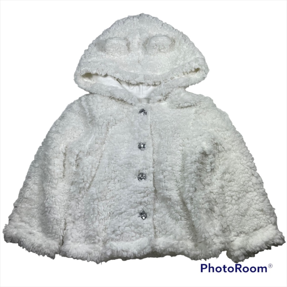 NWOT white Sherpa button down hoodie size 18M